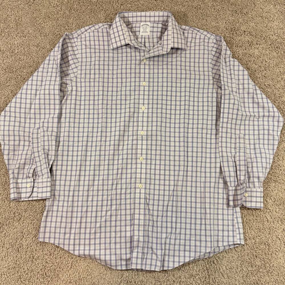 Brooks Brothers Regent Non-Iron Supima Cotton Plaid Dress Shirt 17-34 EUC